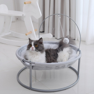 Lit hamac rond interactif pour chat, pour toutes les saisons, rembourrage en fibre de polyester douce, lavable à la main - Product Image 1