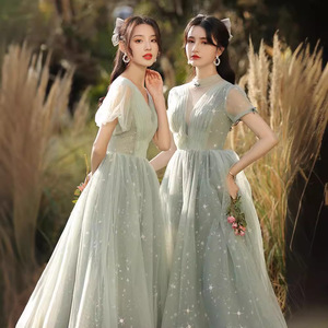 Mori Girl Style Bridesmaid Dresses 2025 Spring Long Elegant A-Line Sweetheart Neckline Spandex Evening Gown Wedding Outfits - Product Image 3
