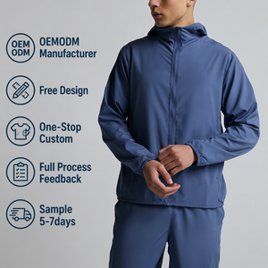 Chaqueta Cortavientos Ligera con Capucha, Personalizada de Fábrica, Impermeable, 100% Poliéster, con Cierre, Deportiva, para Correr, para Lluvia, Suave, para <span class=keywords><strong>Hombre</strong></span> - Product Image 1