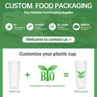 Gobelets en plastique PET à paroi simple, écologiques, jetables et personnalisés, avec couvercles à bulles pour boissons, thé au lait, café, jus - Tailles 16 oz