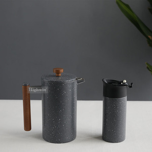 <span class=keywords><strong>Cafetière</strong></span> à piston <span class=keywords><strong>française</strong></span> portable HIGHWIN multi-capacités à double paroi en marbre - Product Image 2