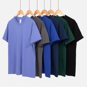Summer 230-gram Heavy Pure Cotton Short-sleeved T-shirt for <b>Men</b> with a Round Neck and Loose Solid-color <b>Base</b> <b>Layer</b> - Product Image 2