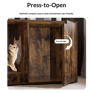 Zeitgenössischer Katzen-Kletterbaum aus Massivholz - Haustierfreundliche Katzenvilla: Sprungplattform, Plüschbett & All-in-One Katzenschrank - Product Image 3