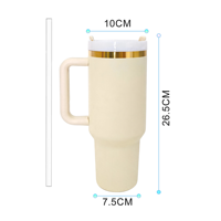 Gobelet de voyage isotherme 40oz pour voiture avec poignée et paille, en acier inoxydable thermolaqué, plaqué or, entrepôt USA