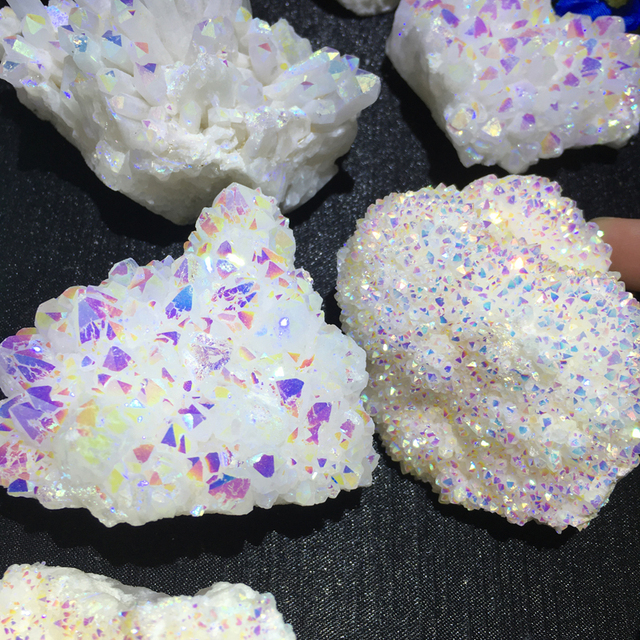 Druzy Aura Cluster Specimens Healing Crystal Raw White Angel Aura Mineral Specimen for Collection