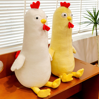 Vente directe usine : Peluche poulet longue et douce, coussin décoratif bicolore en forme de coq, idéal pour la maison, le canapé, ou comme cadeau.