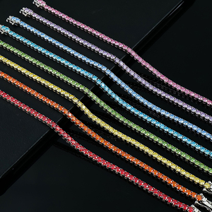 Factory Wholesale Women Jewelry Gra Vvs Moissanite Diamond Colorful Iced Out 925 Sterling Silver Silver Tennis <b>Bracelet</b> 2mm 3mm - Product Image 2