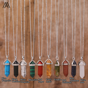 1 Zoll Natürlicher Echter Edelstein Doppelspitzen-Sechseck-Perlenanhänger Halskette im Boho-Stil für Damengeschenke - Product Image 3