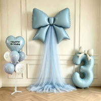 Décorations de fête d'anniversaire pour filles : Colonne de ballons en tulle et nœuds en fil, idéale pour la décoration de fête d'anniversaire