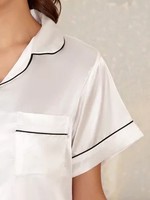 Ensemble de pyjamas pour femmes et filles, haut en satin doux et léger en soie à boutons avec short, 2 pièces, vêtements de nuit personnalisés avec logo OEM