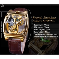 Montre automatique mécanique pour homme SHENHUA 9870 2025, montre en cuir pour homme, nouvelle montre automatique mécanique pour homme, montres squelette steampunk