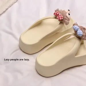 2025 Summer New Fashion Height-Increasing Thick-Soled <strong>Flip</strong>-<strong>Flops</strong> for Women Non-Slip Cushioned Beach Sandals EVA Midsole - Product Image 2