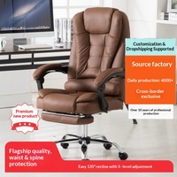 Chaise de bureau ergonomique en cuir avec soutien lombaire réglable, chaise de direction robuste avec accoudoirs rabattables et siège plus large, chaises réglables