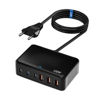 Pengisi Daya Meja Multi-port USB-A/USB-C 100W PD Pengisian Cepat Terlaris Lintas Negara untuk / Ponsel Tablet