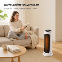 Radiateur soufflant 2000W avec télécommande, écran tactile, chauffage céramique PTC, effet cheminée, humidificateur