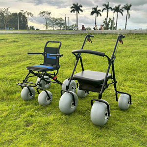 Strandrollstuhl Gehhilfe für den Strand für Erwachsene mit Sitz Arbeitssparende Laufrollen Reha-Hilfsmittel Faltbar und Leicht - Product Image 5