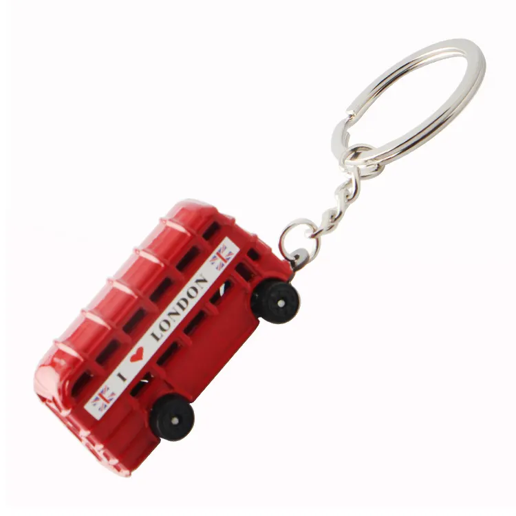 कस्टम पर्यटक स्मृति चिन्ह उपहार व्यक्तिगत 3d धातु लंदन बस स्मारिका चाबी का गुच्छा