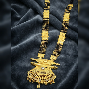 Wholesale 24K Micron Gold Forming AD Stone Mangalsutra with Big Pendant, Traditional Wedding Jewelry <b>Bridal</b> AD Stone Mangalsutra - Product Image 2