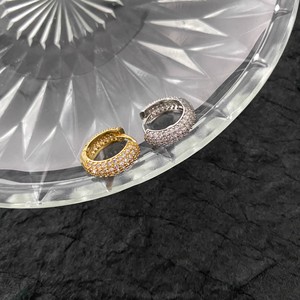 Clip-on Earrings Round Full Zircon Micro Insert Geometric Party Jewelry Zinc Alloy XHE-001 - Product Image 1