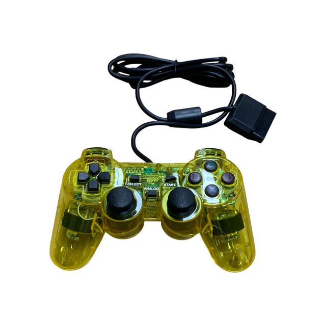 Yellow PS2 Wired Gamepad Joystick Transparent Controller Manette for PS2 Clear Yellow Controlador Mando Compatible with PC