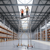 Plateforme de travail en hauteur télescopique certifiée EN131 en alliage d'aluminium avec mât vertical, entraînement hydraulique et roues de sécurité