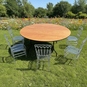 Grande Tavolo Rotondo Pieghevole in Legno Moderno per Esterni - Vendita Diretta dalla Fabbrica, Personalizzabile, Sconto Quantità - Product Image 2