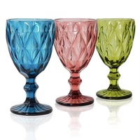 Verre à vin et à eau pour mariage, gobelet de luxe bleu clair gravé et embossé style vintage pour la dégustation du vin