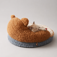 Lit pour chat en forme d'ours mignon, canapé-lit pour animaux de compagnie, toutes saisons, chaud, doux, en peluche, nid pour chien, tapis de couchage confortable pour animaux de compagnie
