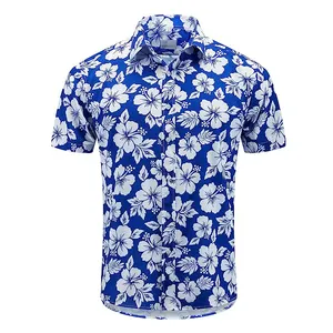 Chinese Factory Custom Design Low MOQ Aloha Shirts Cotton Elastic Rayon XS-5XL Hawaiian Shirts