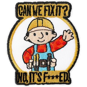 แผ่นปะติดปักลาย "Can We Fix It" สำหรับหมวกคนงาน หลากสี รูปทรงกลม ขนาด 2.434x2.834 นิ้ว ทำจากโพลีเอสเตอร์แบบไม่ทอ - Product Image 1