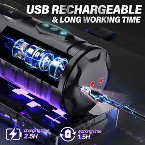 كأس استمناء ذكري أوتوماتيكي مباشر من المصنع مع اهتزاز كهربائي وشفط ودوران تلسكوبي ومحاكاة واقعية للمهبل والفم - Product Image 6