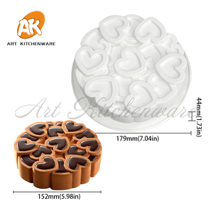 <span class=keywords><strong>AK</strong></span> Heart 3D Chocolate Mousse molde de silicona para pastel para boda helado pastel molde de silicona para hornear Pan pastelería bandeja para hornear - Product Image 2