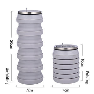 Bouteille d'eau pliable en silicone avec bouchon à paille rabattable, couleur et logo personnalisés - pour la randonnée et le camping - Product Image 5