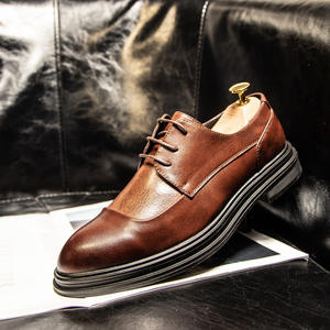 Chaussures habillées pour hommes, en maille, à lacets, style brogue britannique, semelle épaisse, imperméables, augmentant la taille, noires, décontractées, formelles, pour mariage, arche - Product Image 6