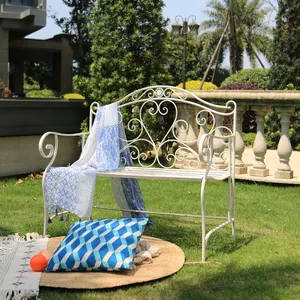 Banc de jardin européen pliable antirouille en <span class=keywords><strong>fer</strong></span> <span class=keywords><strong>forgé</strong></span> Antique, banc de jardin en métal, Offre Spéciale - Product Image 1