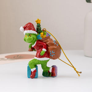 Decoraciones festivas para árboles de Navidad <span class=keywords><strong>Grinch</strong></span>, adornos navideños temáticos de <span class=keywords><strong>personajes</strong></span> verdes divertidos para fiestas navideñas, accesorios para árboles de fiesta - Product Image 1