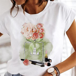 T-shirt blanc femme coupe du vin T-shirt imprimé Harajuku haut décontracté motif graphique grande taille filles à manches courtes vêtements T-Shirt - Product Image 5