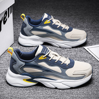 Baskets décontractées pour hommes en cuir, chaussures de course à talon bas et bout large, pour le fitness et le quotidien