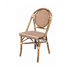 Оптовая продажа, уличная коммерческая мебель, алюминиевый бамбуковый вид, плетеные Ротанговые французские стулья для бистро для обеда