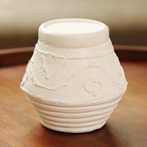 Porte-bougie en terre cuite à motifs organiques 5,2x5,2x5,5 cm, support de bougie rustique pour éclairage d'ambiance - Product Image 1