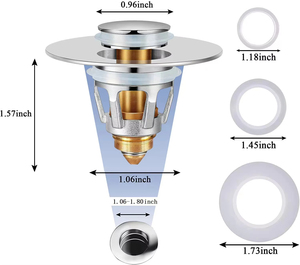 Pommeau de fuite universel en laiton acier inoxydable pour <span class=keywords><strong>lavabo</strong></span> avec filtre de douche pour salle de bain - Product Image 2