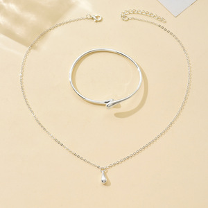 European and American exquisite teardrop fashion jewelry <b>set</b>, stylish and simple clavicle chain necklace, earrings, <b>bracelet</b> - Product Image 4