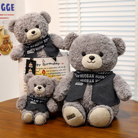 Nouvelle Peluche Ours Jack en Coton PP, Mignonne et Apaisante, avec Écharpe, Ours en Peluche Coussin, Compagnon de Sommeil, Cadeau d'Anniversaire