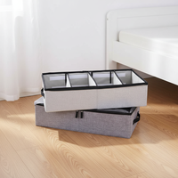 Boîte de rangement pliable sous le lit pour vêtements avec couvercle, boîte de rangement sous le lit avec étagères réglables, poignées et fenêtre transparente.
