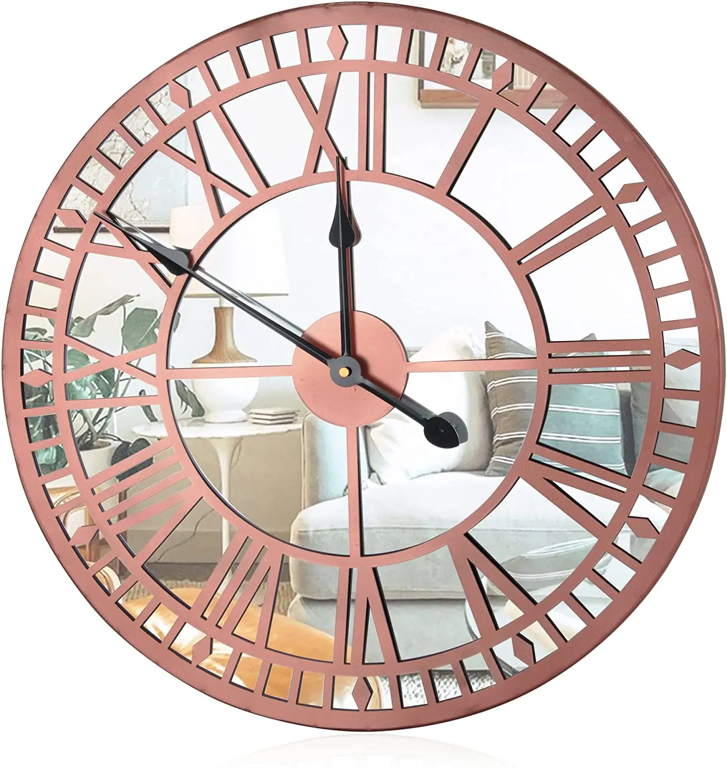 Luxury Home Decoration Oversized Modern Round Metal Glass Wall Mirror Clock