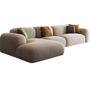 Sofá de Tela Color Crema Moderno y Minimalista para la Sala de Estar: <span class=keywords><strong>Chaise</strong></span> <span class=keywords><strong>Longue</strong></span> de Líneas Rectas en Tela Técnica - Product Image 1