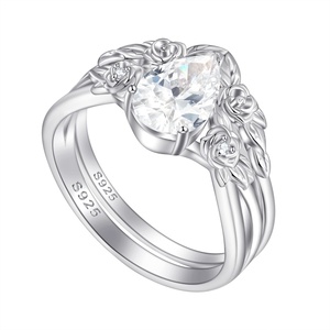 Nuevo Conjunto de Anillos Finos Personalizados de Plata de Ley 925 con Baño de Rodio y Oro, Anillo con Piedra de Moissanita y Circonita, Joyería de Boda para Mujer - Product Image 2
