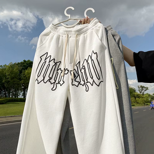 Pantaloni Bianchi da Uomo XJYD High Street, Pantaloni Sportivi in Maglia di Cotone Spesso, <span class=keywords><strong>Jogger</strong></span> Casual Stile Waffle, Pantaloni Larghi per Uomo - Product Image 1