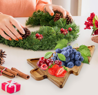 Ecologisch verantwoorde, kerstboomvormige dienblad van acaciahout, decoratief serveerplateau voor fruit, kaas, snacks, kersttafeldecoratie