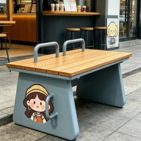 Banc d'extérieur long avec crochets à motif chiot, chaises de table personnalisables pour café pour animaux, zone d'activités et de repos